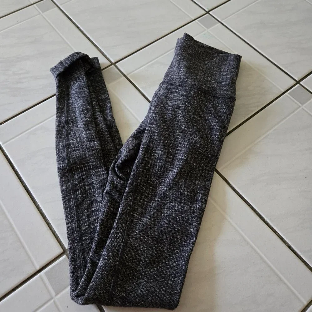 Lululemon Wunder Under High Rise Tights Luon Variegated Knit Heathered Black 2